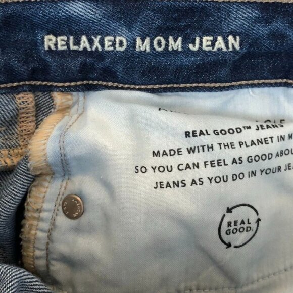 American Eagle Womens Mom Jeans Size 0 Denim Relaxed Distressed Straight Leg - Picture 9 of 16